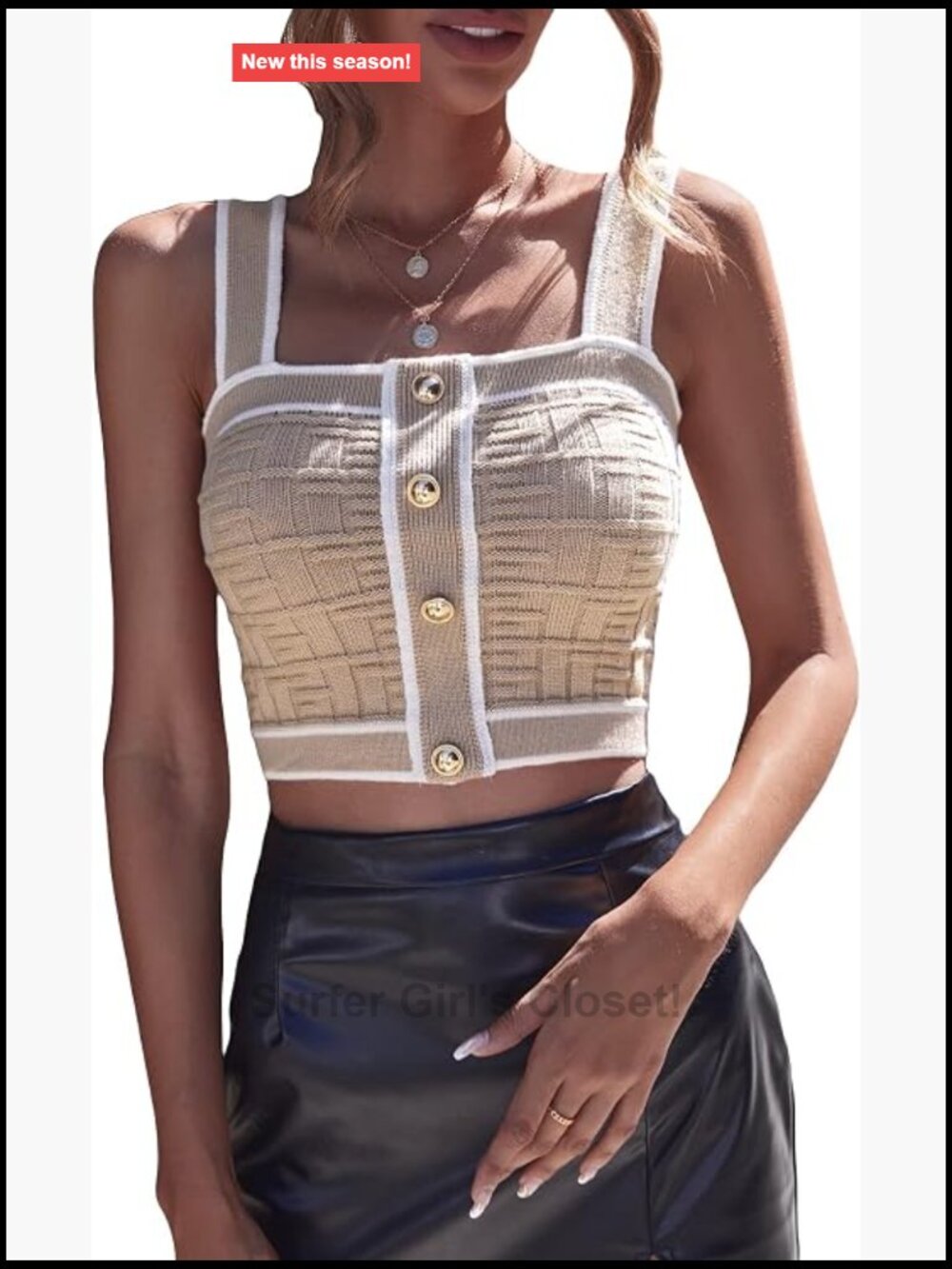 Women's Sleeveless Ribbed Knit Crop Tank Top Square Neck Stretchy Casual Summer